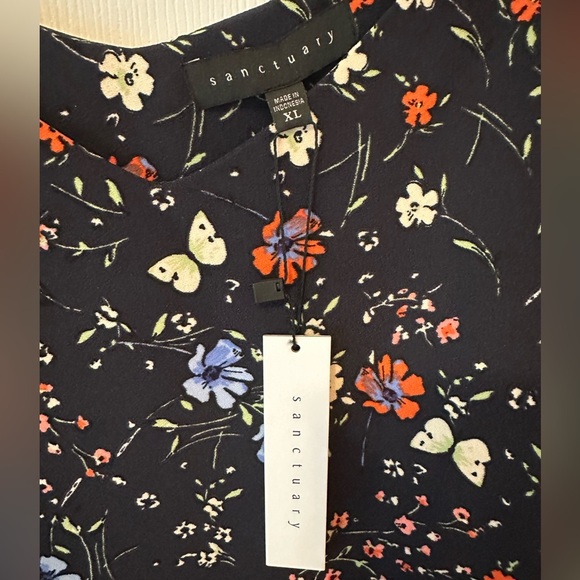 Sanctuary Black Floral Midi Dress NWT Size XL - Picture 3 of 5